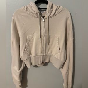 GARAGE cream cropped zip up XL